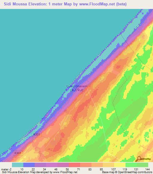 Sidi Moussa,Morocco Elevation Map