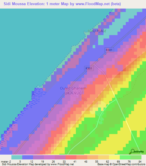 Sidi Moussa,Morocco Elevation Map