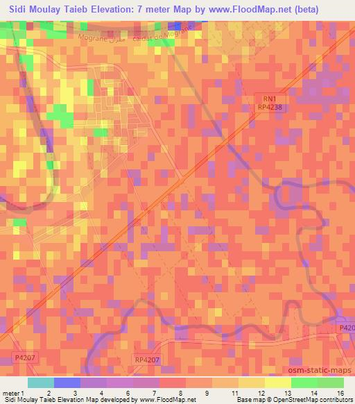 Sidi Moulay Taieb,Morocco Elevation Map