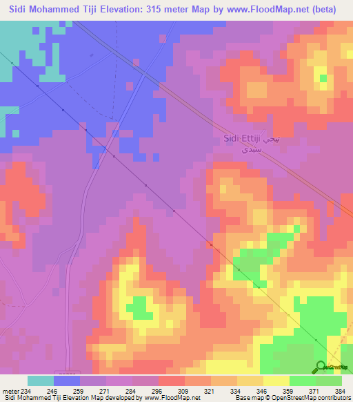 Sidi Mohammed Tiji,Morocco Elevation Map