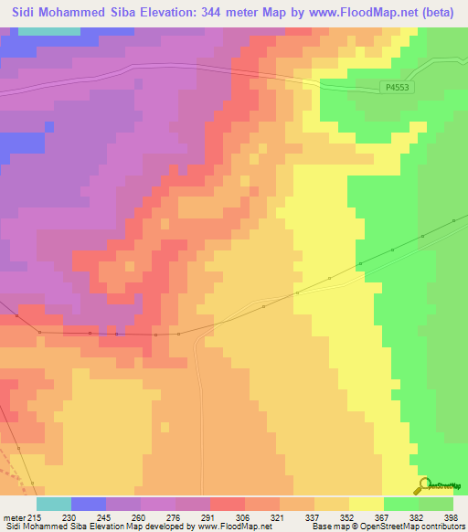 Sidi Mohammed Siba,Morocco Elevation Map