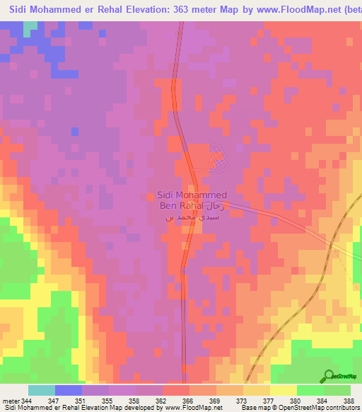 Sidi Mohammed er Rehal,Morocco Elevation Map