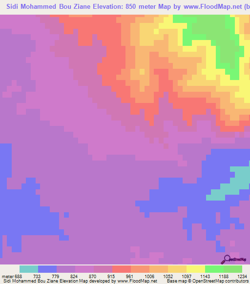 Sidi Mohammed Bou Ziane,Morocco Elevation Map