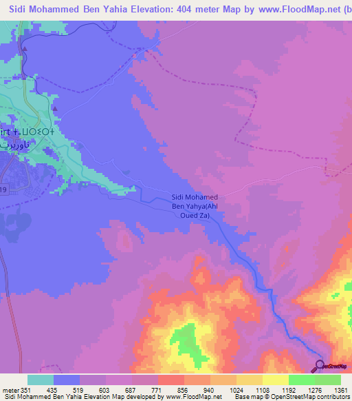 Sidi Mohammed Ben Yahia,Morocco Elevation Map