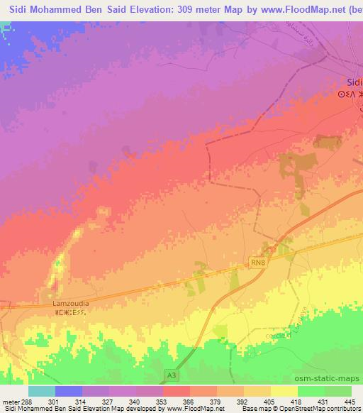 Sidi Mohammed Ben Said,Morocco Elevation Map