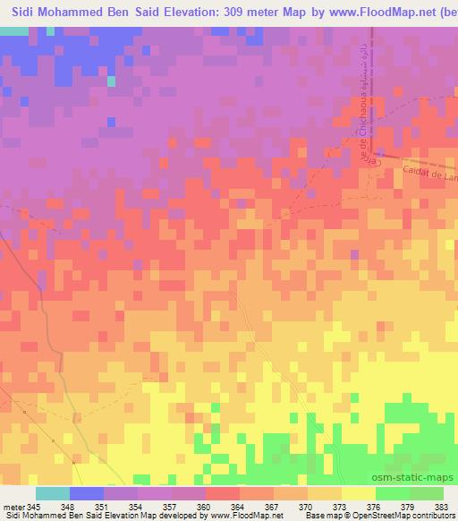 Sidi Mohammed Ben Said,Morocco Elevation Map