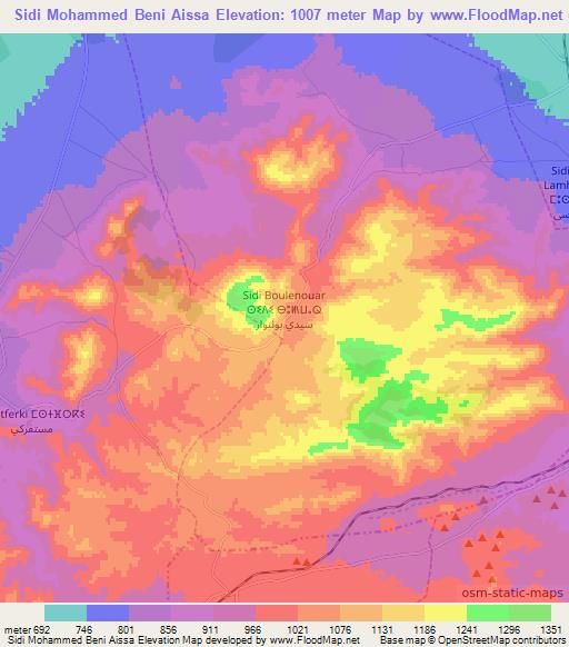 Sidi Mohammed Beni Aissa,Morocco Elevation Map