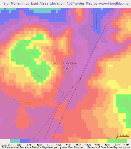 Sidi Mohammed Beni Aissa,Morocco Elevation Map