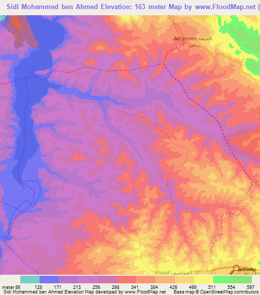 Sidi Mohammed ben Ahmed,Morocco Elevation Map