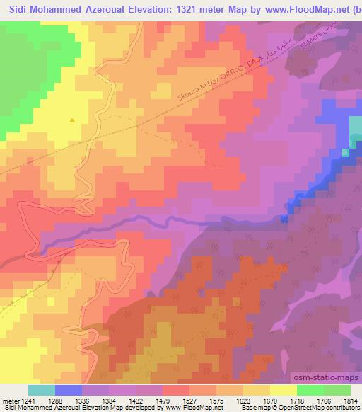 Sidi Mohammed Azeroual,Morocco Elevation Map