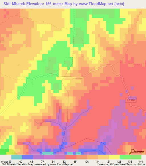 Sidi Mbarek,Morocco Elevation Map