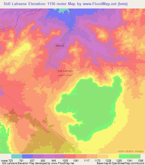 Sidi Lahsene,Morocco Elevation Map