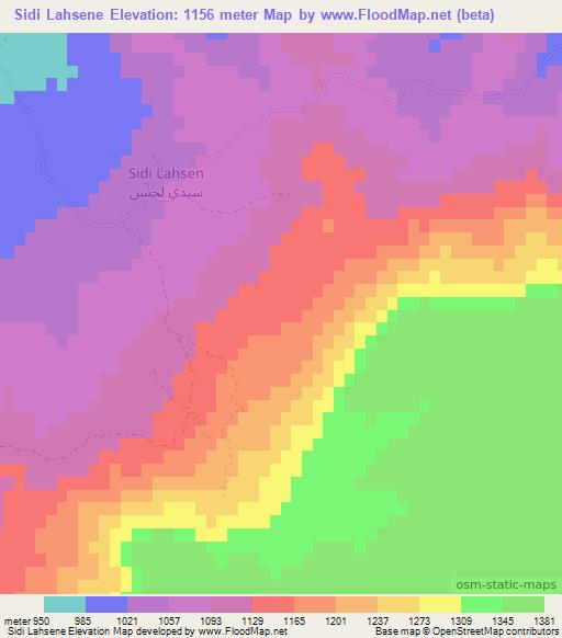 Sidi Lahsene,Morocco Elevation Map