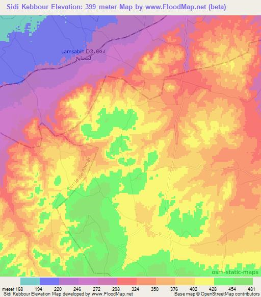 Sidi Kebbour,Morocco Elevation Map