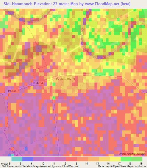 Sidi Hammouch,Morocco Elevation Map