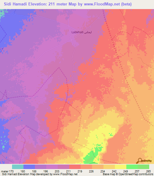 Sidi Hamadi,Morocco Elevation Map