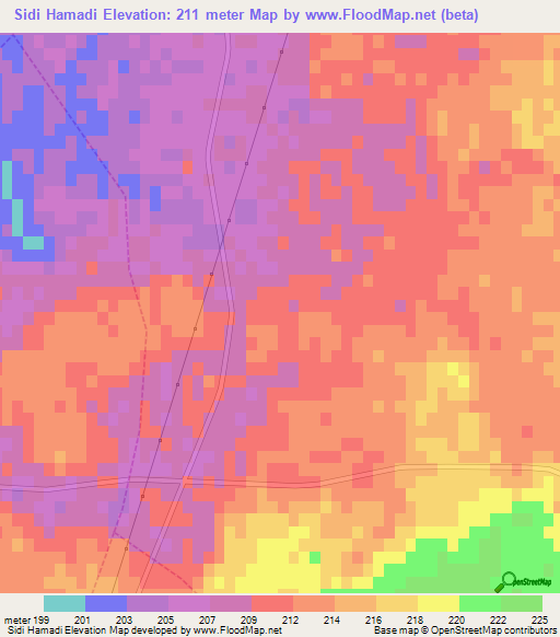 Sidi Hamadi,Morocco Elevation Map