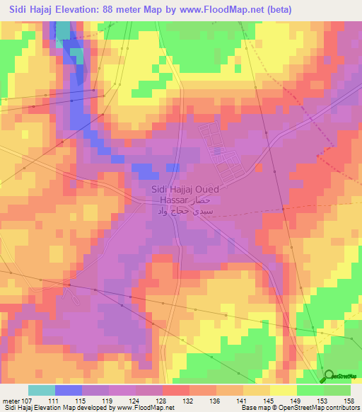 Sidi Hajaj,Morocco Elevation Map