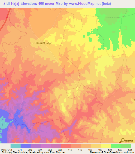 Sidi Hajaj,Morocco Elevation Map