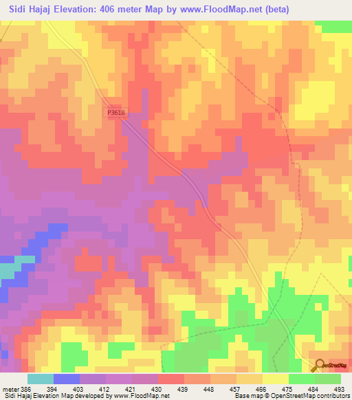 Sidi Hajaj,Morocco Elevation Map