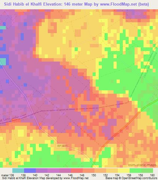 Sidi Habib el Khalfi,Morocco Elevation Map