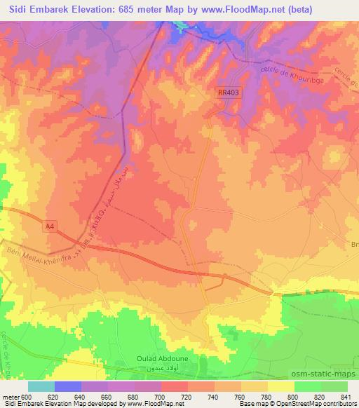 Sidi Embarek,Morocco Elevation Map