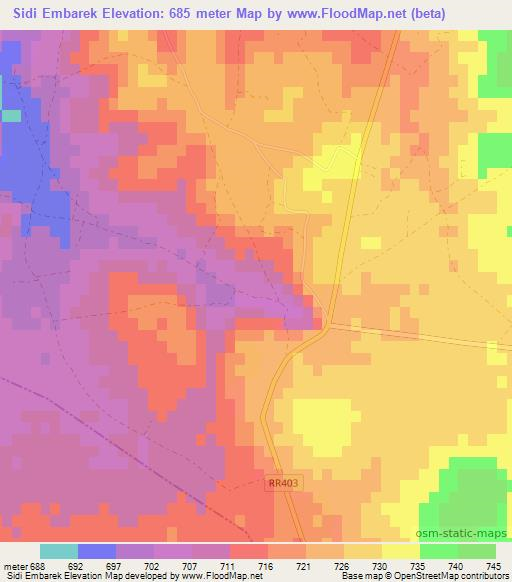 Sidi Embarek,Morocco Elevation Map