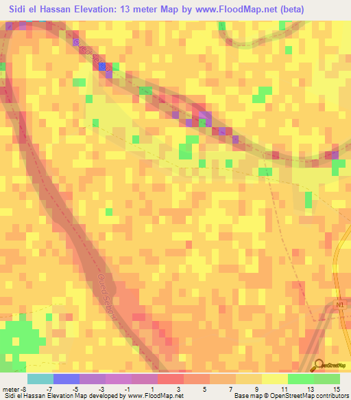 Sidi el Hassan,Morocco Elevation Map