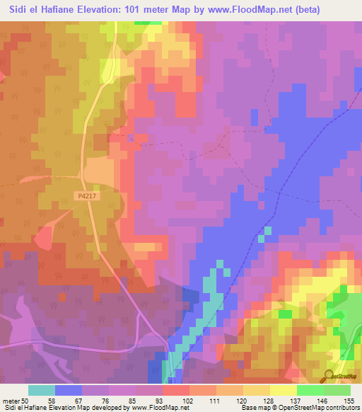 Sidi el Hafiane,Morocco Elevation Map