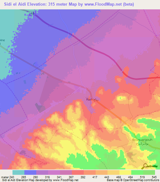 Sidi el Aidi,Morocco Elevation Map