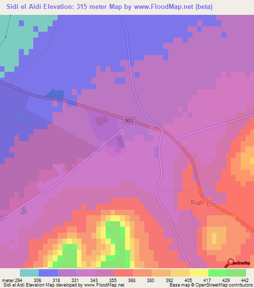 Sidi el Aidi,Morocco Elevation Map