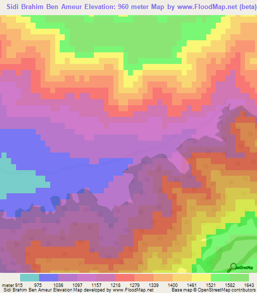 Sidi Brahim Ben Ameur,Morocco Elevation Map