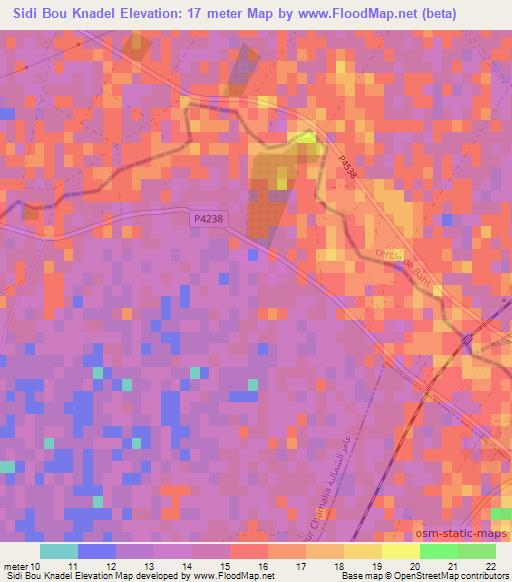 Sidi Bou Knadel,Morocco Elevation Map
