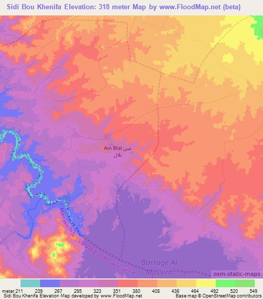 Sidi Bou Khenifa,Morocco Elevation Map