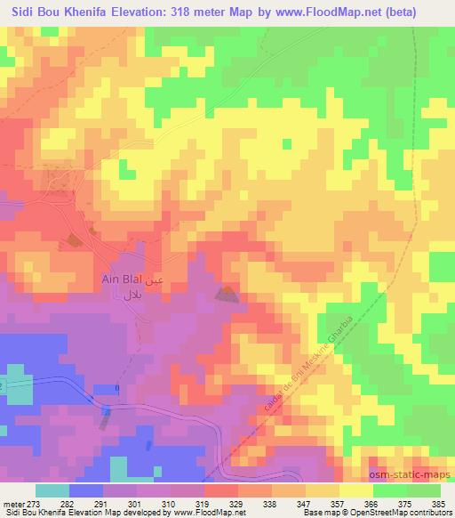 Sidi Bou Khenifa,Morocco Elevation Map
