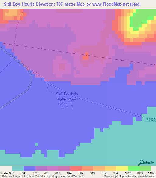 Sidi Bou Houria,Morocco Elevation Map