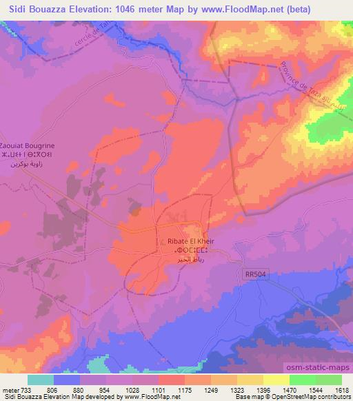 Sidi Bouazza,Morocco Elevation Map