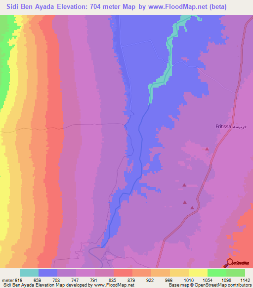 Sidi Ben Ayada,Morocco Elevation Map