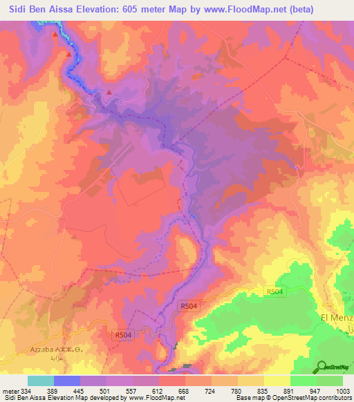 Sidi Ben Aissa,Morocco Elevation Map