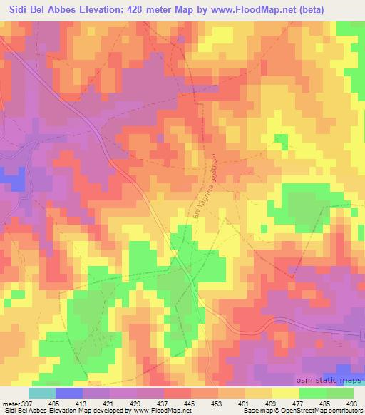 Sidi Bel Abbes,Morocco Elevation Map