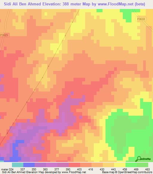 Sidi Ali Ben Ahmed,Morocco Elevation Map