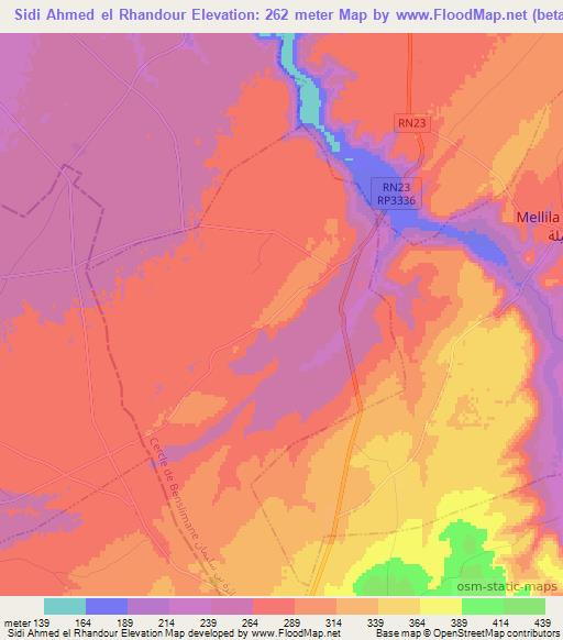 Sidi Ahmed el Rhandour,Morocco Elevation Map