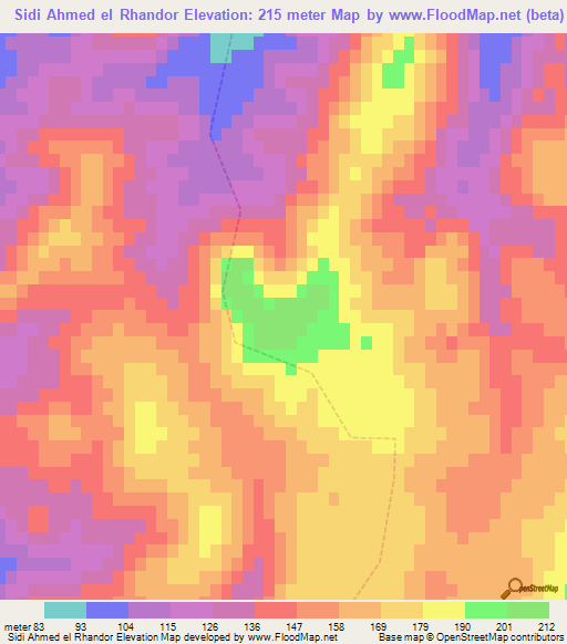 Sidi Ahmed el Rhandor,Morocco Elevation Map