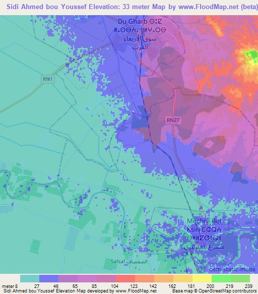 Sidi Ahmed bou Youssef,Morocco Elevation Map