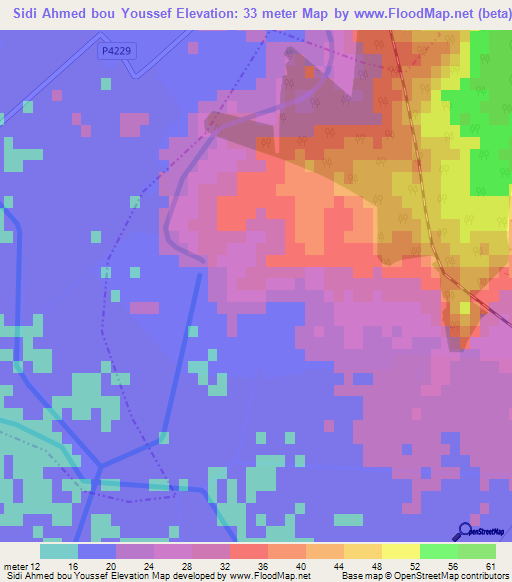 Sidi Ahmed bou Youssef,Morocco Elevation Map