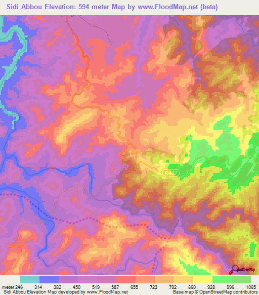 Sidi Abbou,Morocco Elevation Map