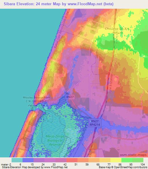 Sibara,Morocco Elevation Map