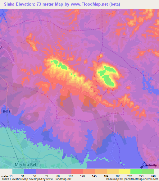 Siaka,Morocco Elevation Map