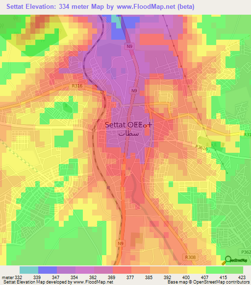 Settat,Morocco Elevation Map