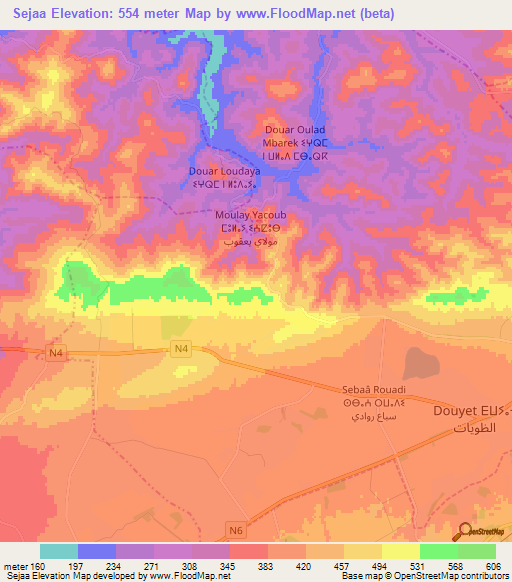 Sejaa,Morocco Elevation Map